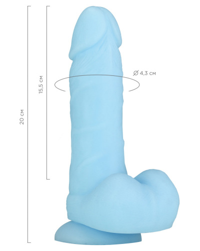 Голубой фаллос с мошонкой из жидкого силикона Toyfa Arthur 20 см фото 10