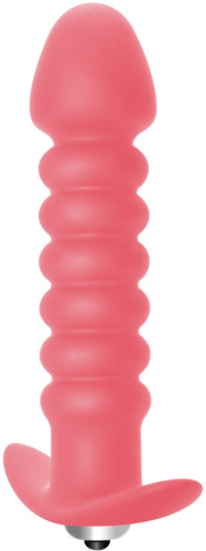 Рифленая анальная пробка с вибрацией Twisted Anal Plug Pink фото 2