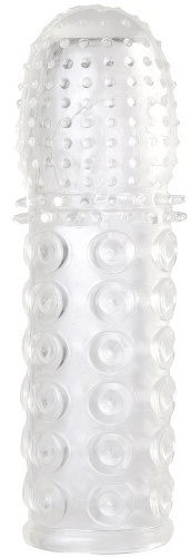 Прозрачная насадка на пенис с точечно-ребристым рельефом фото 2