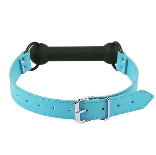 Черный кляп-трензель с бирюзовым ремешком фото 3