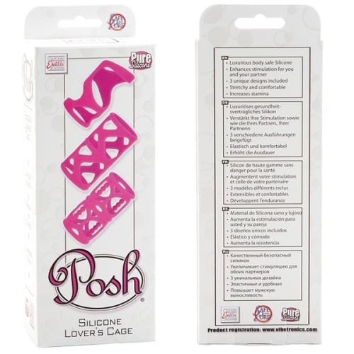 Насадки на пенис из силикона розовые Lover s Cage Posh фото 5