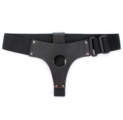 Кожаные черные трусики для страпона фото 2