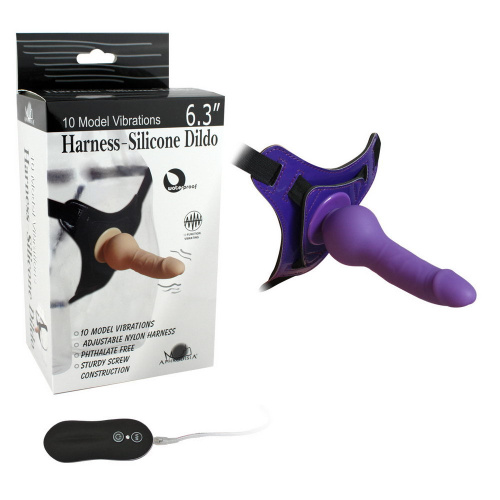 Страпон с 10 функциями вибрации 6 in Silicone Vibrating Strap On фото 4