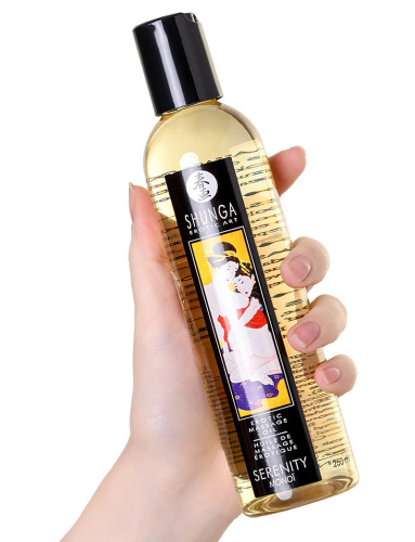Возбуждающее массажное масло Shunga Serenity с ароматом монои 250 мл фото 4