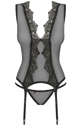 Прозрачный корсет с ажурным кружевом и трусиками Meshlove L/XL фото 5