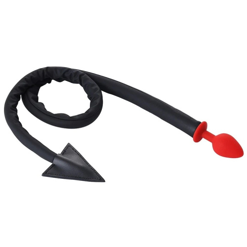 Силиконовая анальная втулка с хвостом дьяволенка 108 см фото 3