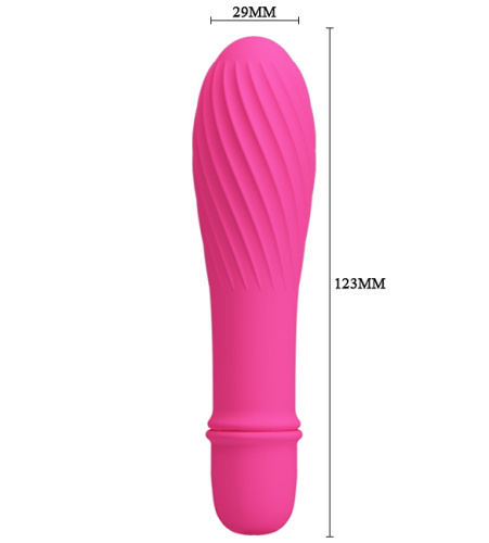 Классический мини вибратор с ребристой поверхностью Solomon розовый фото 5