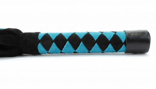 Яркий флоггер из замши бирюзово-черный фото 3
