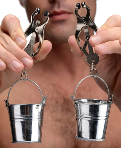 Серебряные клипсы на соски с ведерками фото 2