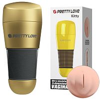 Мастурбатор-вагина в золотой колбе Pretty Love Kitty