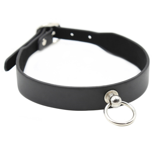 Классический черный ошейник с кольцом фото 2