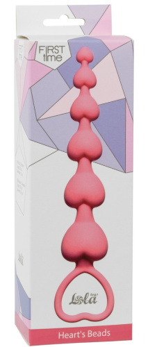 Силиконовая анальная цепочка Hearts Beads Pink фото 3
