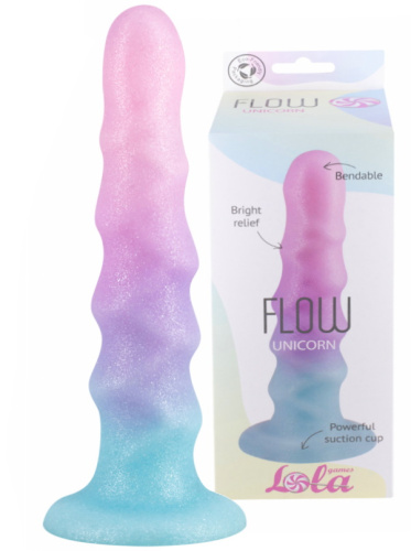 Блестящий фаллос на присоске Flow Unicorn 17 см