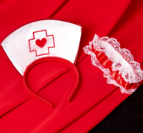 Эротический набор Ахи-Вздохи: Медсестра - ободок, подвязка, 10 карт фото 4