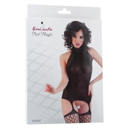 Черный топ и чулки в сетку S/L фото 3