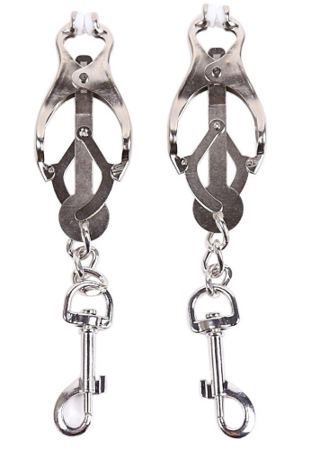 Металлические клипсы на соски с карабинами фото 2