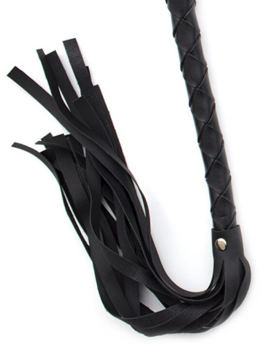 Черный кнут БДСМ с кольцом на ручке 86 см фото 3