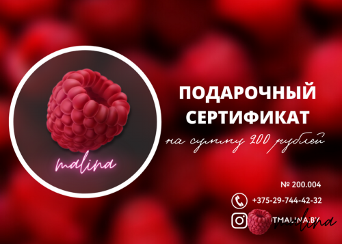 Подарочный сертификат на сумму 200 рублей