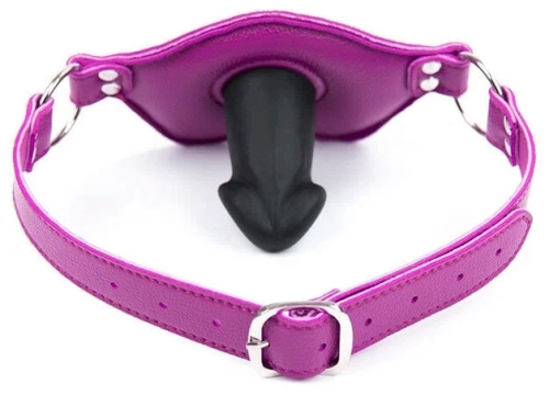Силиконовый кляп-фаллос на розовом ремне в виде губ фото 3