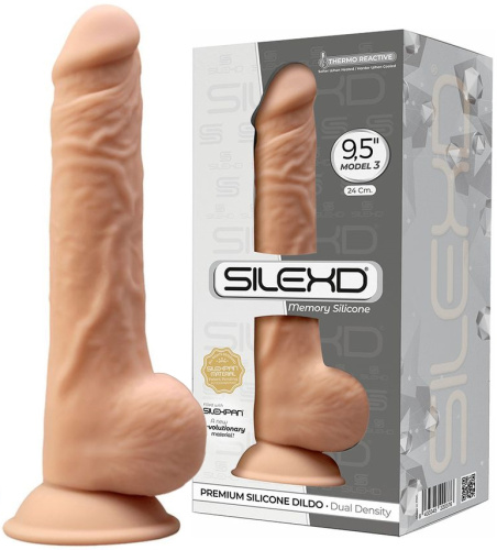 Фаллоимитатор с эффектом памяти SilexD Premium Dildo 24 см телесный