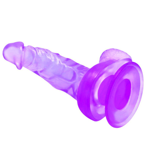 Фаллоимитатор на присоске с мошонкой фиолетовый 17 см фото 3