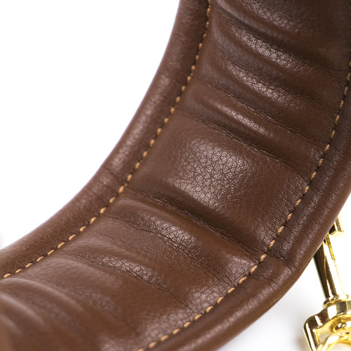 Черно-коричневый ошейник с поводком на золотой цепи фото 5