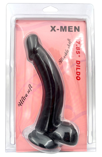 Изогнутый фаллоимитатор черного цвета X-Men 22 см фото 5