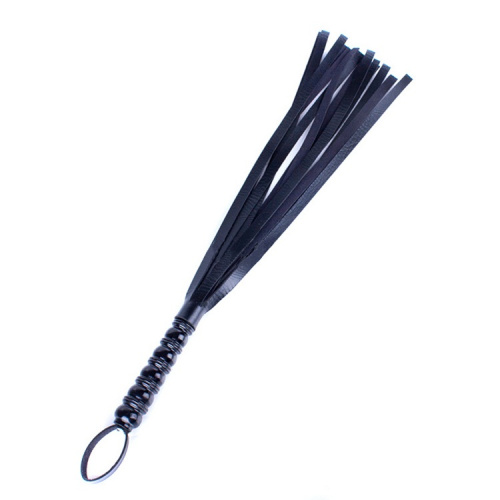 Замшевая плеть-флоггер с деревянной ручкой фото 2