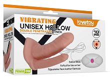 Фаллопротез для двойного проникновения Unisex Hollow Double с вибрацией