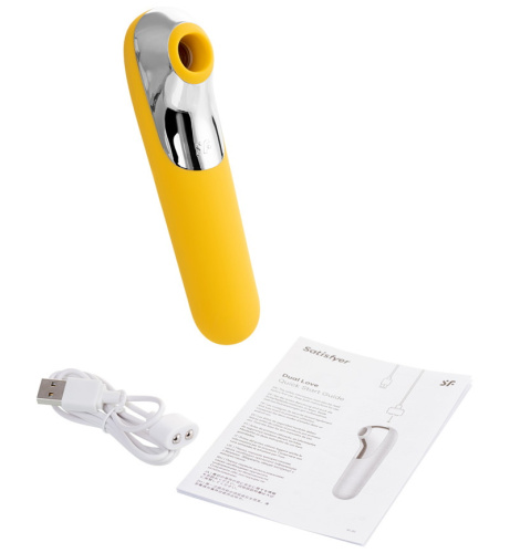 Клиторальный смарт-стимулятор с вибрацией Satisfyer Dual Love желтый фото 11