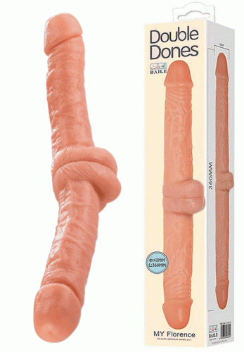 Двухголовый фаллоимитатор с двойной мошонкой