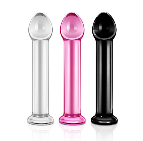 Гладкий розовый фаллоимитатор из стекла 17 см фото 3