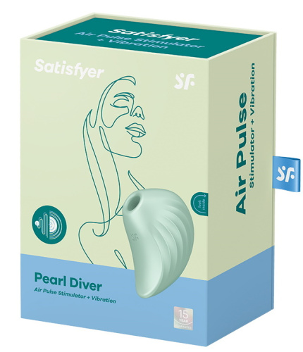Вакуумно-волновой стимулятор с вибрацией Satisfyer Pearl Diver зеленый фото 10