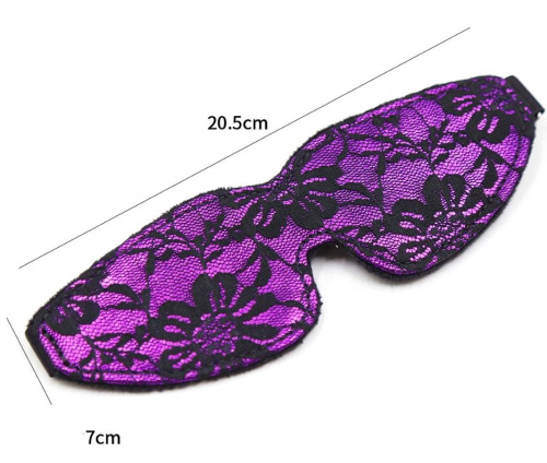 Кружевная черно-фиолетовая маска на глаза фото 4