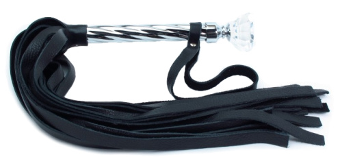 Эксклюзивная плеть с металлической ручкой и широкими хвостами 60 см фото 3