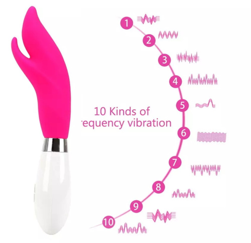 Розовый вибратор с раздвоенной головкой фото 2