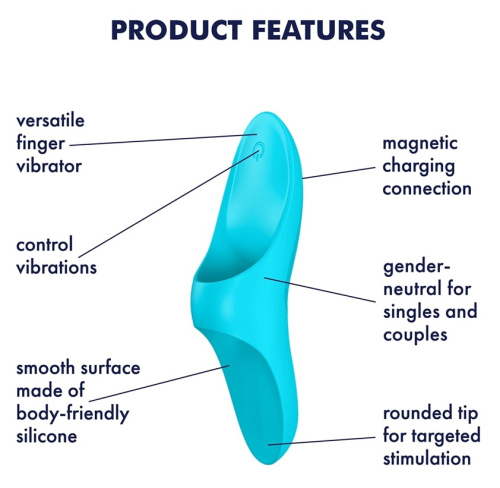 Клиторальный вибромассажер на палец Satisfyer Teaser голубой фото 7