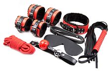 Черно-красный эротический набор для БДСМ игр из 8 игрушек