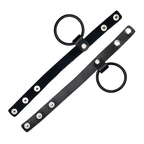 Кожаная утяжка на пенис с эрекционным кольцом фото 4