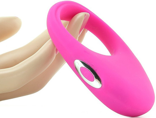 Розовое эрекционное виброкольцо Embrace Pleasure Rings фото 2