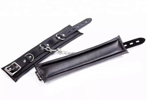 Черные БДСМ наручники с цепью фото 4