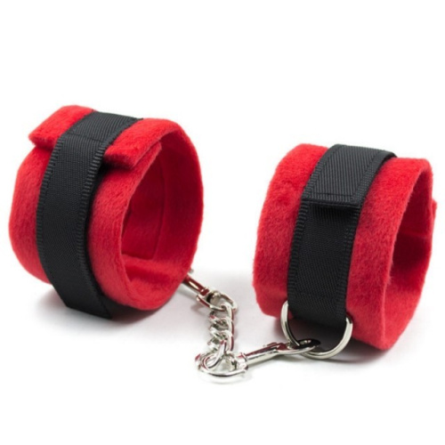 Наручники красные бархатистые фото 2