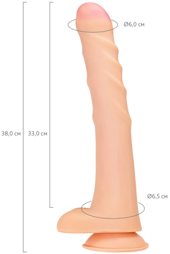 Длинный фаллос из киберкожи Toyfa RealStick Brutal Chiron 38 см фото 9