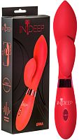 Вибратор с клиторальным стимулятором Indeep Gina Red
