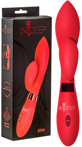 Вибратор с клиторальным стимулятором Indeep Gina Red