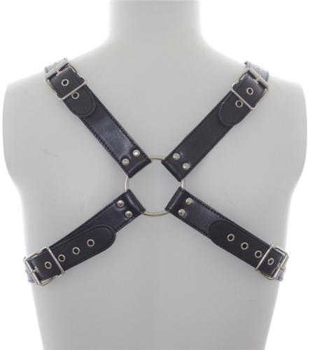 Черная крестообразная мужская сбруя фото 5