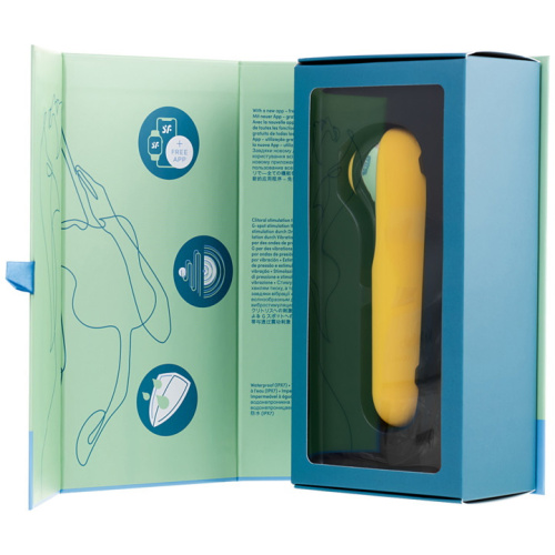 Клиторальный смарт-стимулятор с вибрацией Satisfyer Dual Love желтый фото 12