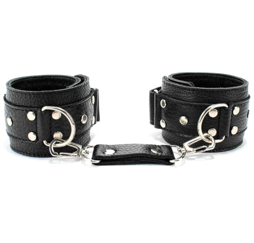 Наручники на липучке из натуральной кожи черные фото 2