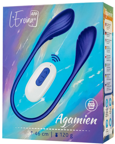 Двойной смарт-вибростимулятор Leroina App Agamien с пультом управления синий фото 14