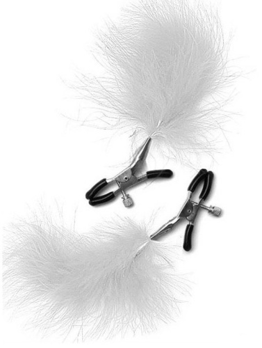 Сексуальные зажимы на соски с белыми перышками фото 3